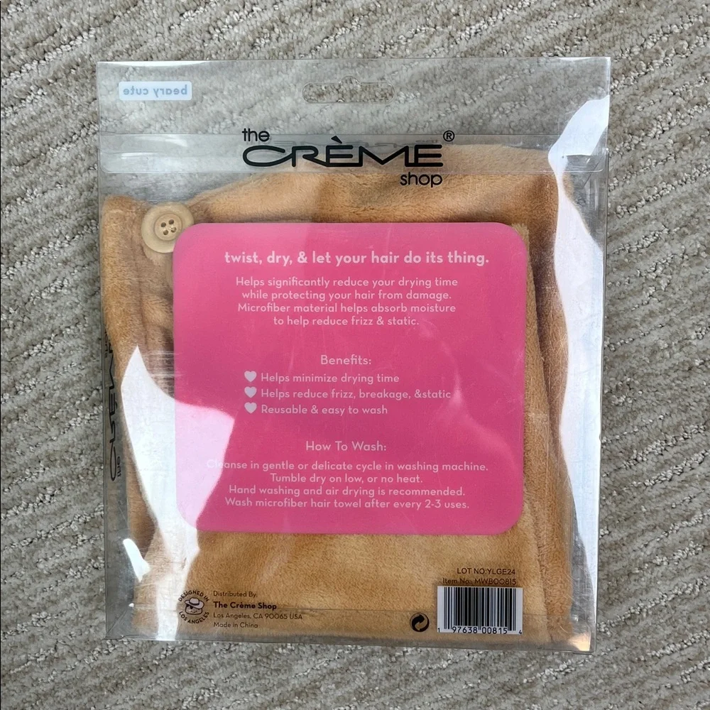 The Creme Shop Towel Hair Wrap Quick Dry Microfiber Beary Cute